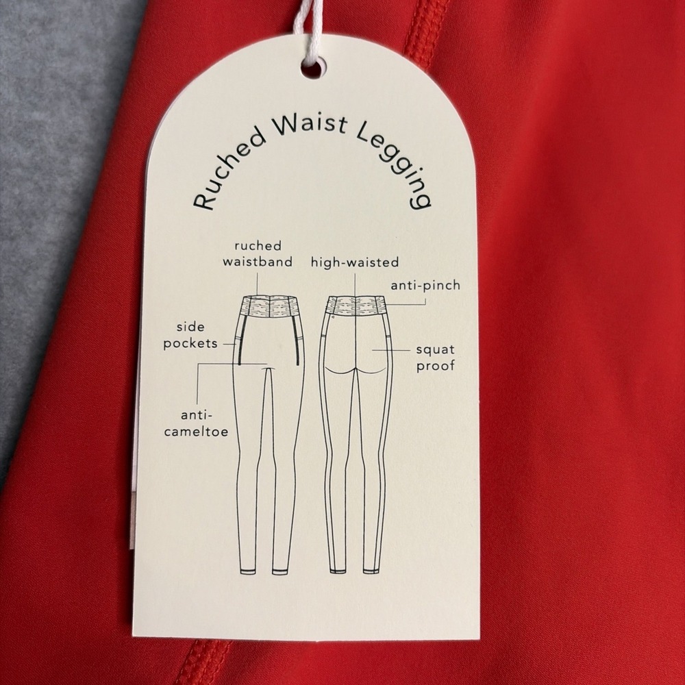 Blogilates Ruched Waist Leggings in Red High Waisted Side Pockets - XL - Picture 7 of 9